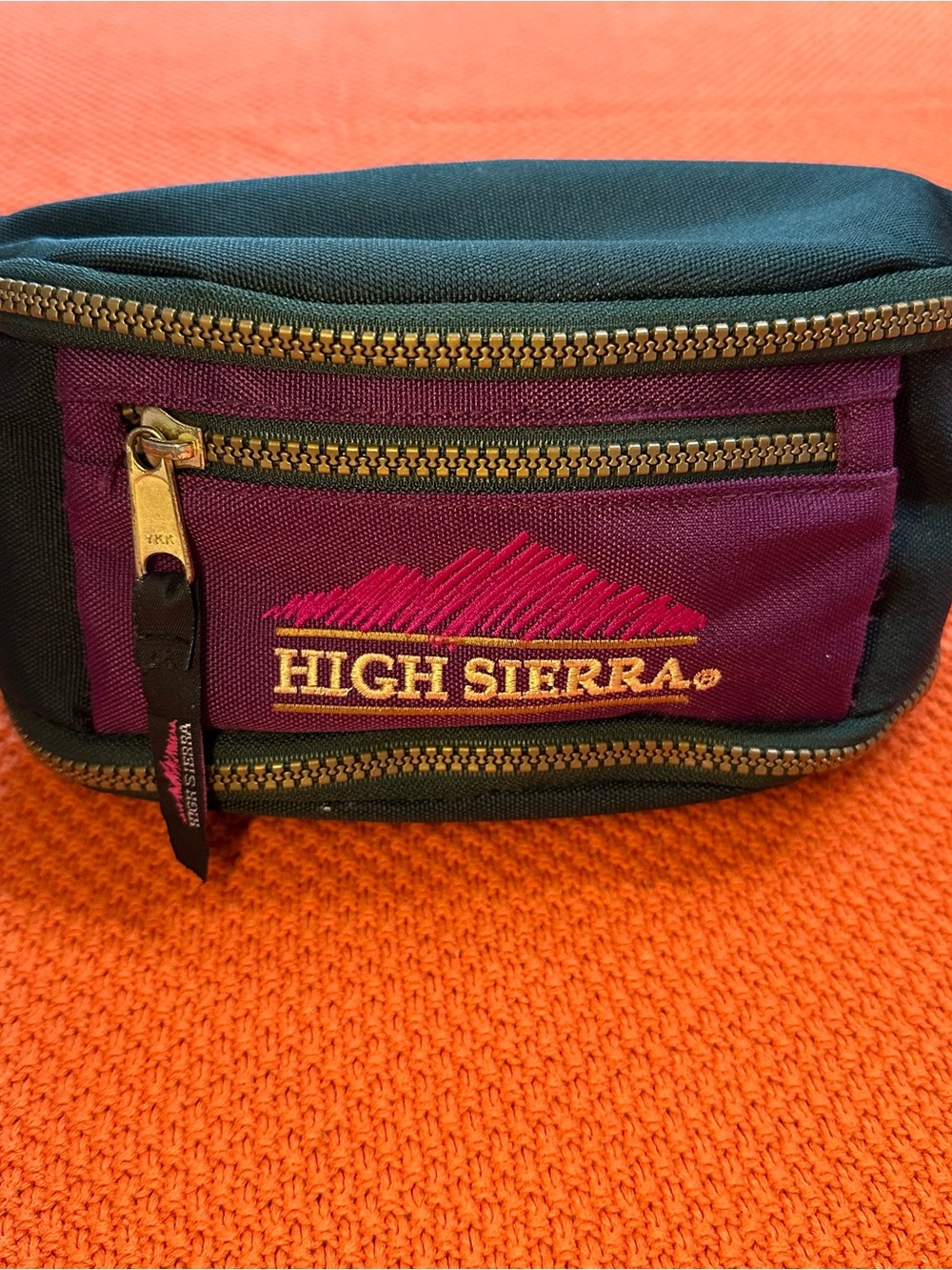 Vintage High Sierra Teal Exterior with Plum Interior Waist Pack and Gold Zipper